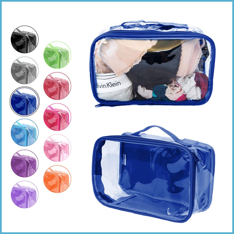 EzPacking Small Clear Travel Packing Cube/See Through PVC Plastic Pouch for Carry On Suitcase, Backpack or Diaper Bag/Transparent Multipurpose Accessories, Makeup & Underwear Organizer (Royal Blue) - Image 2